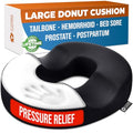 5 STARS UNITED Donut Pillow for Tailbone Pain & Hemorrhoids – Large Memory Foam Seat Cushion for Bed Sore-Prone Areas & Pressure Relief – Prostate, Postpartum & Pregnancy Support, Black Mesh Cover