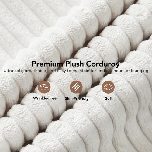 HUANUO Criss Cross Office Chair for Women, Cross Legged Desk Chair with Adjustable Armrests, Soft Corduroy Fabric for Small Spaces, Petite Home Office Computer Chair for Girls, White
