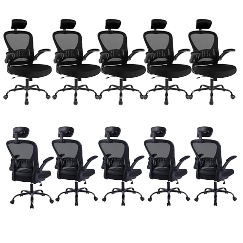 10 Pack Office Chair Ergonomic Desk Chair Comfort Adjustable Height with Wheels，Lumbar Support Mesh Swivel Computer Home Office Chair,Conference Room Chairs