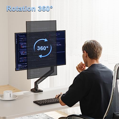 ErgoFocus Single Monitor Mount Arm Fits up to 32 Inch, Desk Mount Holds 4.4-19.8lbs Computer Screen, Full Motion Monitor Desk Mount, VESA Mount 75x75, 100x100