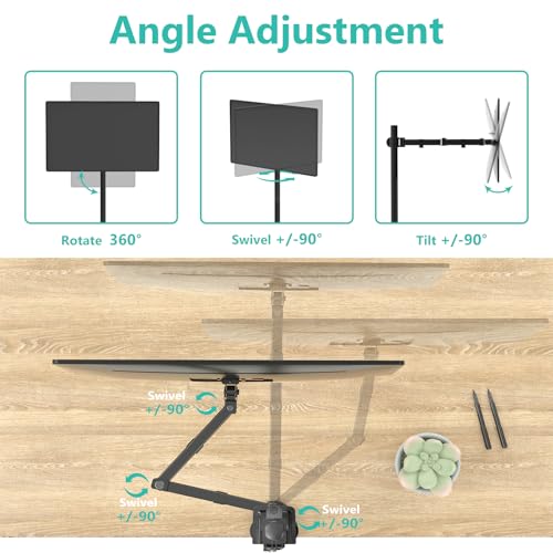 WALI Monitor Arm Mount for Desk, Single Extra Tall Computer Desk Mount, Monitor Bracket Mount Stand Single, up to 32 inch, 22 lbs (M001XL), Black