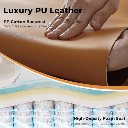 Liftsync Ergonomic Executive Recliner, Adjustable Electric Office Chair 90-155° with Footrest, 4-Position Headrest, 300LBS Heavy Duty, 2-in-1 Base Swivel Desk Chair w/USB, Brown & Black PU Leather