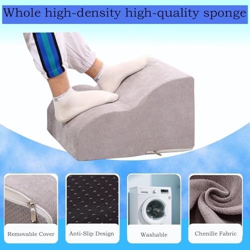OpyTikar Foot Rest for Under Desk at Work.Multifunctional 3-Tier Foot Stool,with Washable Footrest.for Under Desk,Office Chair Gaming Chair & Sofa,Leg Elevation Pillow,Supports Posture-Light Grey