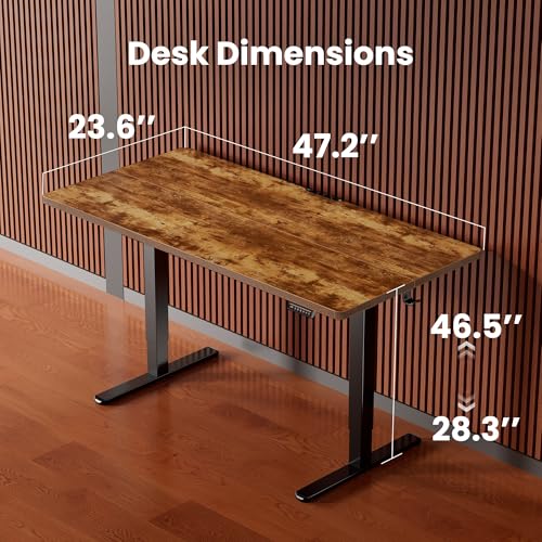 ErGear Height Adjustable Electric Standing Desk, 48 x 24 Inches Sit Stand up Desk, Memory Computer Home Office Desk, Vintage Brown