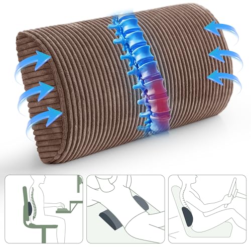 HIGOGOGO Lumbar Support Pillow for Recliner Chair/Accent Chair/Couch, Memory Foam Back Support Cushion for Elderly, Recliner Cushions for Back Rest, Pain Relief, Reading, Washable Cover, Brown