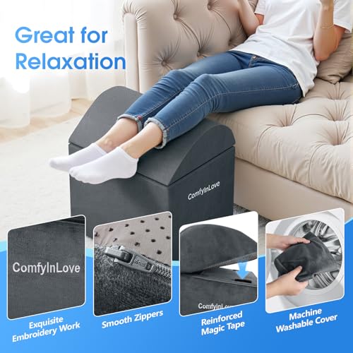 ComfyInLove Foot Rest for Under Desk at Work - Non-Slip Foot Stool with 3 Adjustable Heights, Ergonomic Under Desk Footrest with Washable Cover for Leg Elevation, Desk, Home, Office, Car (Dark Grey)
