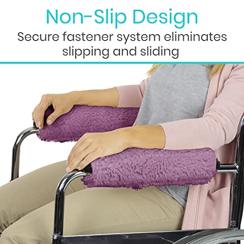 Vive Wheelchair Armrest Pads (2 PCS) - Memory Foam Sheepskin Cushion Accessories for Transport Electric Wheel Chair Arm Rests - for Adults, Seniors, Handicapped - Soft Support for Office Chair