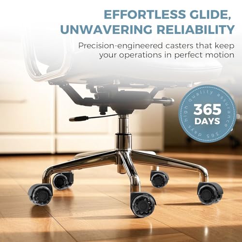 2 Inch Office Chair Wheels(Set of 5)-Heavy Duty Rubber Casters for Hardwood & Carpet, 2200lbs Capacity Universal Fit Smooth Rolling Casters Replacement Black