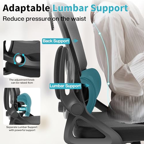 Nexthro Ergonomic Office Chair,Mesh Office Chair with Lumbar Support,High Back Desk Chair with Flip-up Arms,400 lbs Big and Tall Computer Chair with Headrest,Comfy Desk Chairs