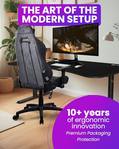 Arozzi Torretta Gaming Chair - Soft Fabric Ergonomic Gaming Chair for Adults Adjustable Backrest with Neck & Lumbar Pillows - Swedish Design Home Office Setup Professional Computer Chairs, Pure Black