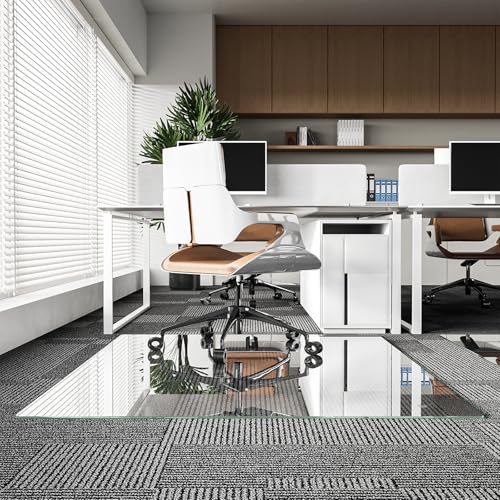 Koonmi Chair Mat for Carpet, Tempered Glass 30"x48" Office Chair Mat, Glass Chair Mats with Rounded and Polished Edges, Ideal for Hardwood Floor, Carpet, Office, Desk, Rolling Chair