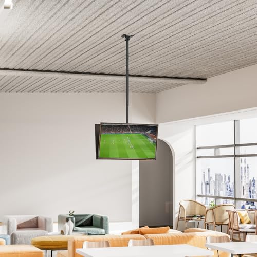 WALI Ceiling TV Mount Dual Screen Back to Back Fits Most Display 43 to 86 Inch TV, Up to 176lbs, 88 lbs for Each Screen, Height Extension up to 66.5 Inch, Mounting Holes 600x400mm (CM4386-2S), Black