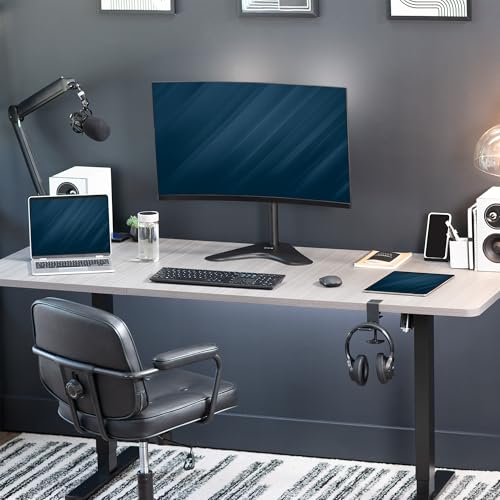 VIVO Single Monitor Desk Stand, Holds Screens up to 32 inch Regular and 38 inch Ultrawide, Freestanding VESA Steel Mount Base, Adjustable Height, Tilt, Swivel, Rotation, Black, STAND-V001H