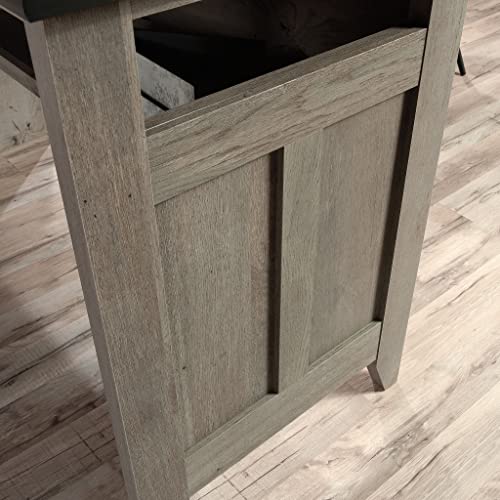 Sauder August Hill L-Shaped Home Office Desk, Farmhouse Corner Desk with File Drawer, Cable Management, Mystic Oak Finish