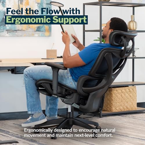 Vari ComfortFlex Office Chair (Gen 2) - Ergonomic Chair with Dynamic Lumbar Support - Adjustable Headrest and Retractable Leg Rest - Fully Customizable for Home or Office