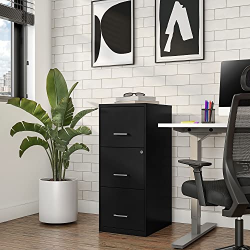 Staples Vertical File Cabinet for Letter/Legal Files, 3-Drawer, Letter/Legal Compatible, Locking, Black
