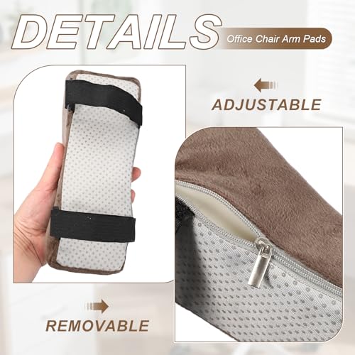 PATIKIL Office Chair Arm Pads, 1 Pair Office Chair Arm Cover Soft Office Chair Armrest Pads Elastic Memory Foam Cotton Removable Washable for Desk Computer Gaming, 25x10x7cm, Brown