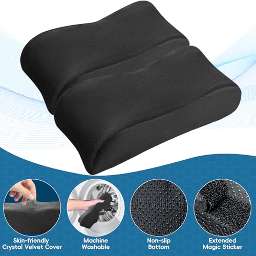 Ergonomic Memory Foam Chair Armrest Pads with Cooling Gel - Non-Slip Elbow Support Cushion for Office/Gaming/Desk Chairs, Washable Cover, Set of 2