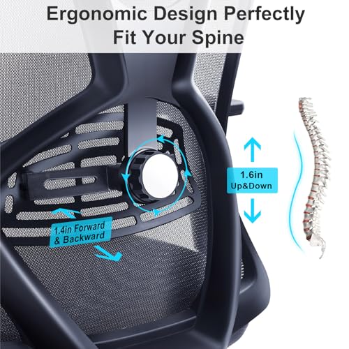 Ticova Ergonomic Office Chair - High Back Desk Chair with Adjustable Lumbar Support, Headrest & 3D Armrest