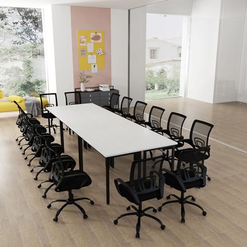 Bonzy Home Ergonomic Conference Room Chairs Set of 10, Rolling Office Chairs with Wheels, Mesh Computer Desk Chair with 360°Swivel, Height Adjustable, 10 Pack