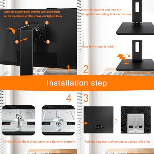 Brezpick 2026 Version Ergonomic VESA Monitor Stand, 150mm Spring Height adjustment,, Tool-Free Base, Swivel, Tilt & Rotation, for 26–32" Monitors, 7.28–8.82 lb, 100x100mm Vesa Mount (7.28～8.82LB)