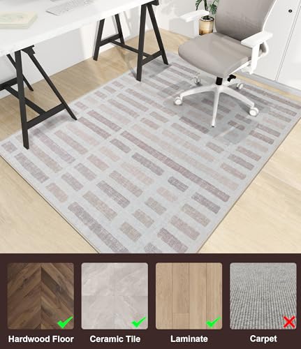 chakme Office Chair Mat for Hardwood Floor, 48"x36" Easy Glide Computer Desk Mat Protector for Rolling Chair Under Desk Rug Nonslip Backing, Machine Wash, (Plaid)