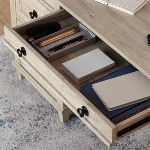 Sauder Hammond Executive Desk in Engineered Wood-Chalk Oak Finish