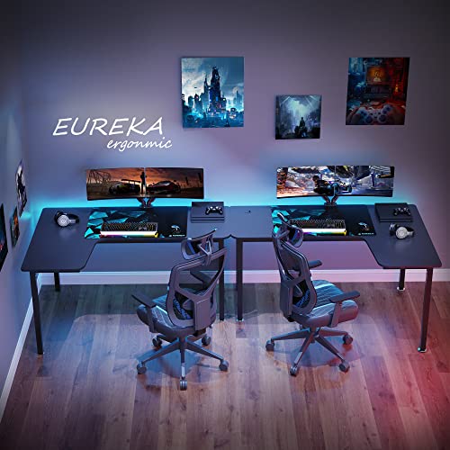 EUREKA ERGONOMIC L Shaped Gaming Desk, 61 Inch Corner Computer Desk, Modern Office Study Writing Desk, Home Gaming Table with Mouse Pad & Cable Management, Sturdy Metal Frame, Easy to Assembly, Left