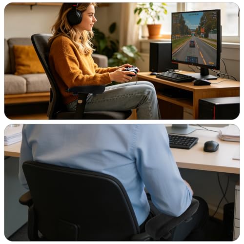 Ergonomic Office Chair Arm Pads, Memory Foam Armrest Cushions for Desk Chair Gaming Chair, Elbow Pressure Relief, 2 Pack