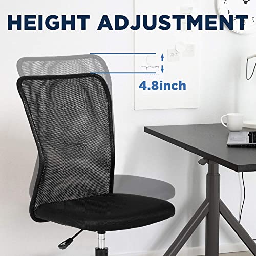 FDW Home Office Chair Mid Back Mesh Desk Chair Armless Computer Ergonomic Task Rolling Swivel Chair Back Support Adjustable Modern with Lumbar Support,Black