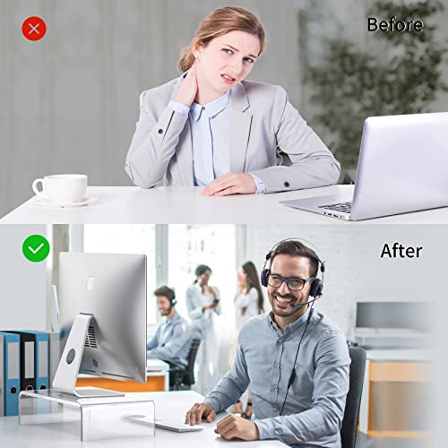 Beimu Acrylic Monitor Stand Riser L12.5''xW7.5''xH4'' Acrylic Laptop Stand Riser Clear Computer & Laptop Stand for Desk, Compatible with All Notebooks and Monitor, Decoration for Office & Home