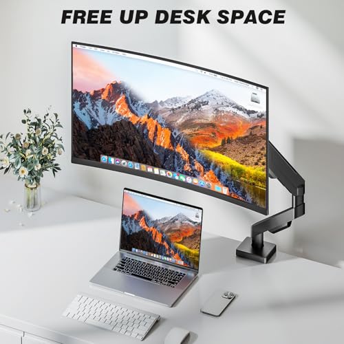 5Rcom Single Monitor Arm for 13 to 35 Inch Screens, Fully Adjustable Heavy Duty Monitor Mount Holds up to 22 lbs, Fast Install Computer Monitor Stand withCable Management Design, Black
