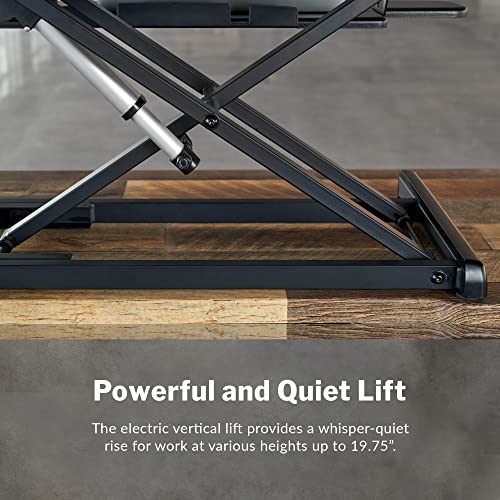 Vari Varidesk Pro Plus 36 Electric Standing Desk Converter – 11 Height Settings + Spring-Loader Lift, 2 Tier Design, Keyboard Tray – Fits Desktops 36” Wide x 26.5" Deep – Fully Assembled (Black)