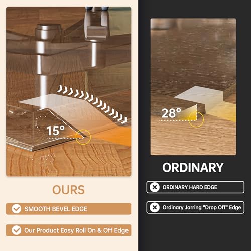 55“x46” Beveled Edge Tempered Glass Chair Mat, 5MM Thick, 1000Lbs Weight Capacity, Clear Ultra-Smooth, Suitable for Hardwood Floors & Carpet, Anti-Scratch Anti-Yellow, Home Office Use