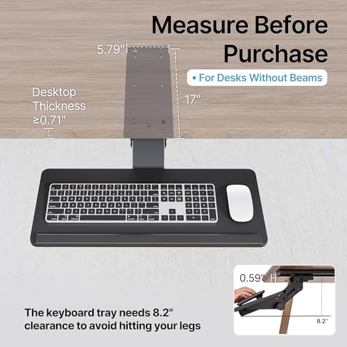 PEGZONE Keyboard Tray Under Desk with Storage Drawer, Height Adjustable Keyboard Tray Slide Out Swivel Tilt, Ergonomic Under Desk Mount Keyboard & Mouse Holder for Gaming Home Office, 25x11'', Black