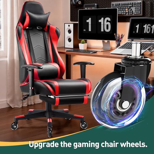 COMHOMA 5PCS Office Chair Wheels, Upgraded Heavy Duty Caster Wheel for Gaming Chairs, 4.5 Inch Smooth & Silence Rubber Wheels Fits Most Chair Replacement, Safe Casters for All Floor Carpet