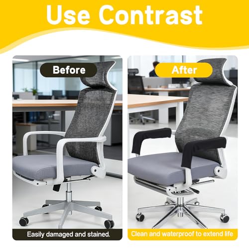 Classicseali 2pcs Office Chair Armrest Covers, Arm Rest Covers for Office Chair,with Zipper, Stretchable Chairs Arm Pads, Black Armrest Cover for Chairs