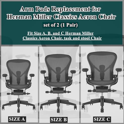 HYEJDRV Chair Armrest Replacement, Arm Pad Caps Replacement for Herman Miller Classic Aeron Chair Graphite Black 1 Pair