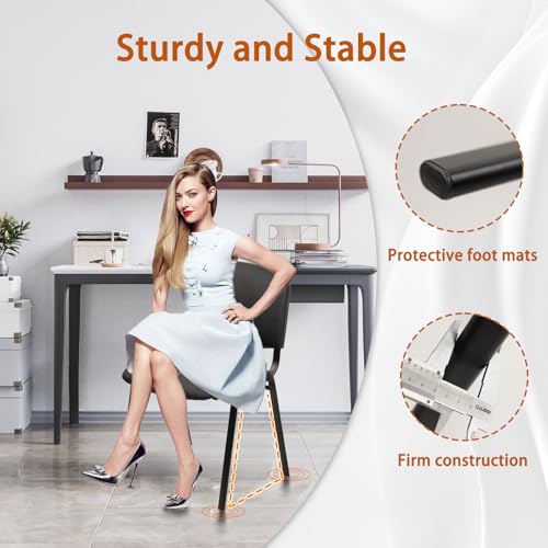 CLATINA Stacking Conference Room Chairs No Wheels, PU Leather Waiting Room Chair Armless Stackable Office Guest Chair with Metal Frames for Reception Lobby Side Training School, Black Set of 10