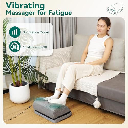Snailax Heated Foot Rest Under Desk at Work, FSA Eligble Desk Foot Stool with Heat & Vibration Massage, Fathers Day Dad Gifts for Men, Foot Warmer Feet Heater for Office Chair, Gaming Home Use