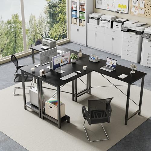 DUMOS L Shaped Desk, Computer Gaming Desks Corner Office Table with CPU Shelf for Home Study Writing Work Station 50 Inch, Sturdy Modern Design, Ideal for PC Setup, Study, and Home Office Use, Black