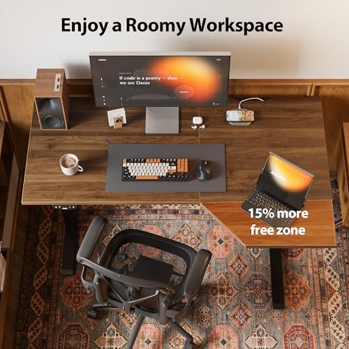 Agilestic Electric Standing Desk, Height Adjustable Desk, 55 x 32 Inch Sit Stand up for Work Office Home, L Shaped Ergonomic Rising Computer Table with Memory Preset, Dark Walnut