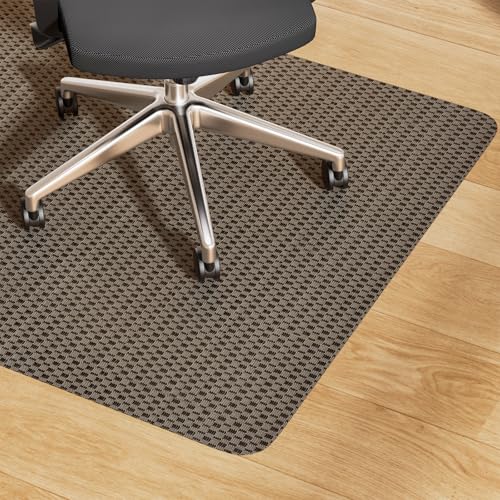 Yecaye Office Chair Mat for Hardwood Floor,36" x 48" Under Computer Desk Floor Protects for Rolling Chair,Non Slip PVC Woven Gaming Chair Mat,Not for Carpet (Blackbrown, 36" x 48")