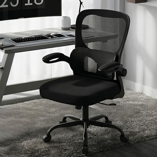 AreShark Office Chair Ergonomic Desk Chairs with Adjustable Lumbar Support, High Back Breathable Mesh Chair with Wheels& Flip-up Armrests,Rolling Swivel Comfy Task Computer Chair for Home Work Gaming