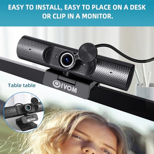 Oivom Webcam with Microphone and Speaker, 1080P Web Camera for Desktop Computer Laptop, USB Camera with Physical Privacy Cover,Plug and Play, Streaming Webcam, Wide Angle PC Cam (1080p mic Speaker)