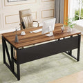 Tribesigns 55 inches Computer Desk with Bottom Storage Shelf Home Office Desk Writing Table for Workstation, Dark Walnut + Steel Leg, Cabinet not Included (Walnut, 55-inch -with Shelf)