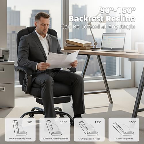 Office Chair, Fabric Gaming Chair with Footrest, Executive Comfortable Computer Desk Chairs, 360° Swivel Base & Height Adjustable Reclining Ergonomic Task Chair for Adults, Gamer Chair & Silla Gamer