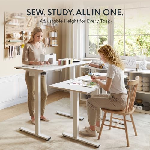FLEXISPOT Adjustable Sewing Table with Flush Mount Sewing Machine Bed, Sewing Desk with Dual Adjustable Workspace, Electric Sewing Machine Table for Quilting, Crafting, Tailoring and Home Studio Use