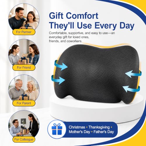 Bangled Lumbar Support Pillow for Car, Memory Foam, Black
