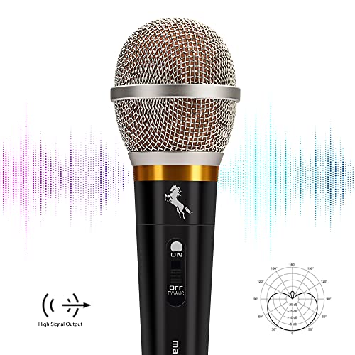Marengo Handheld Dynamic Microphone for Karaoke Singing, Wired XLR Microphone with On and Off Switch and 13ft Detachable XLR Cable